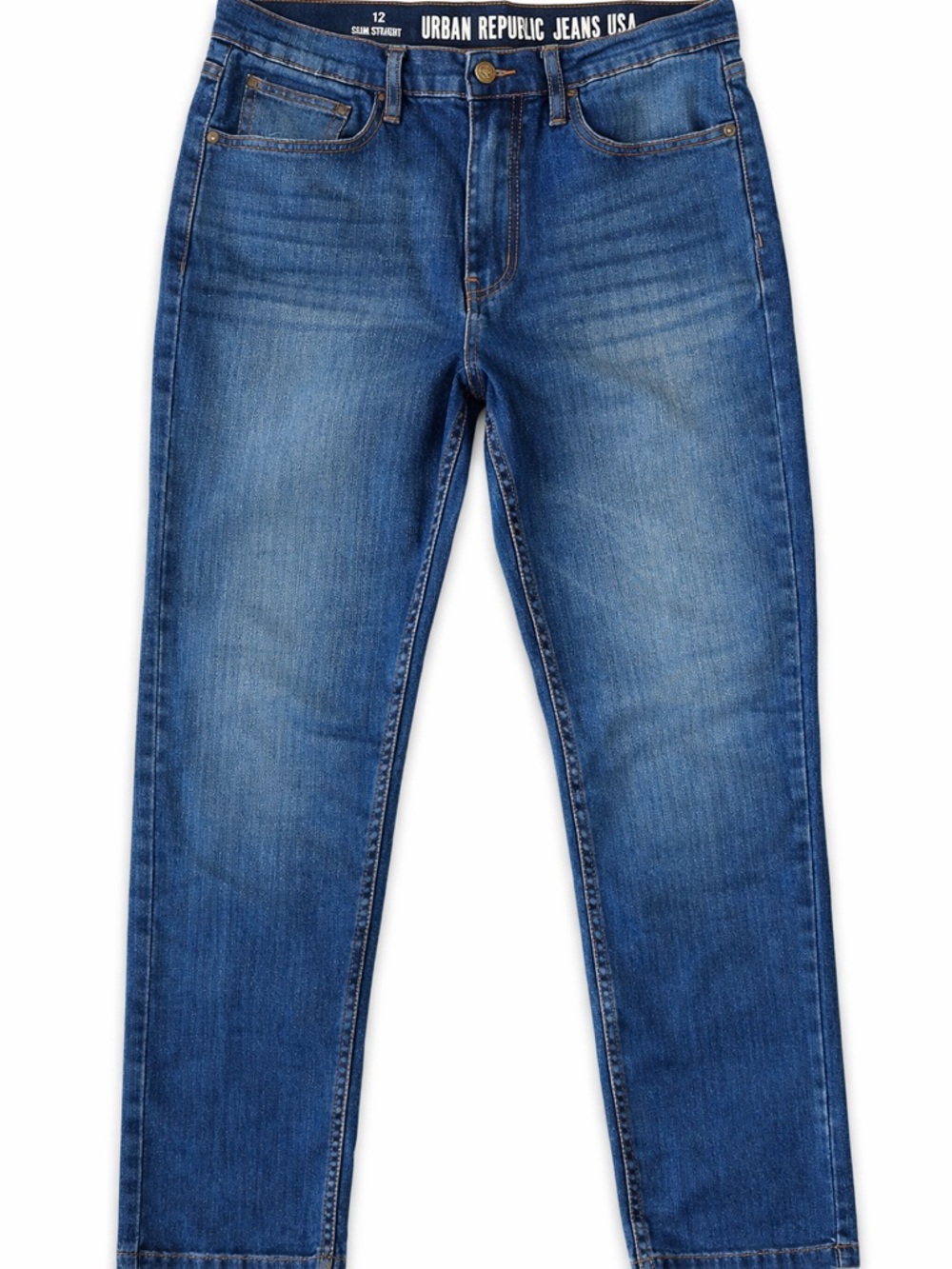 Urban Republic Womens Slim Straight Jeans Size 12 Blue Denim Mid Rise Stretch